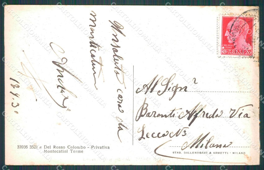 Pistoia Montecatini Stabilimento Tamerici cartolina WX1858 – retro
