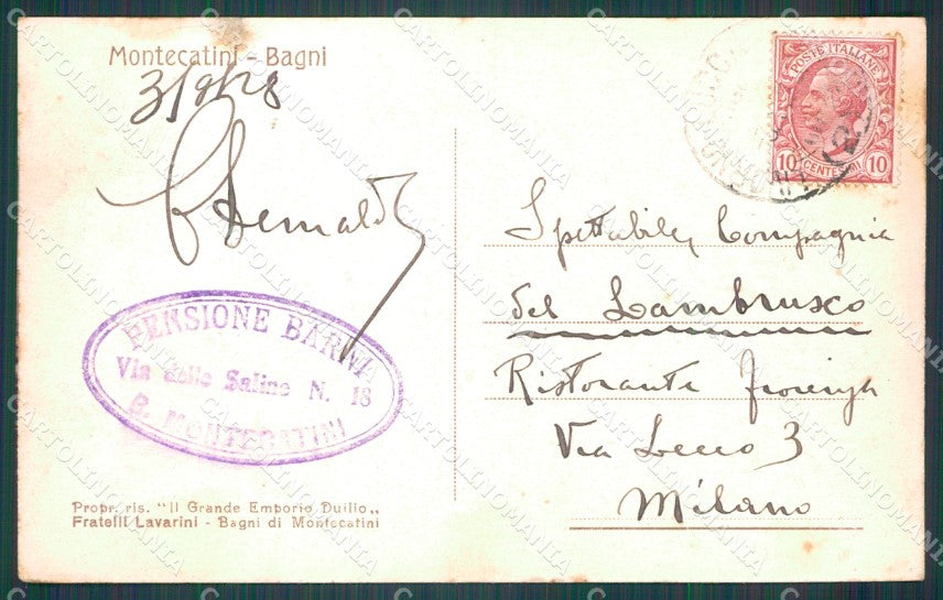 Pistoia Montecatini Stabilimento Tamerici cartolina WX1868 – retro