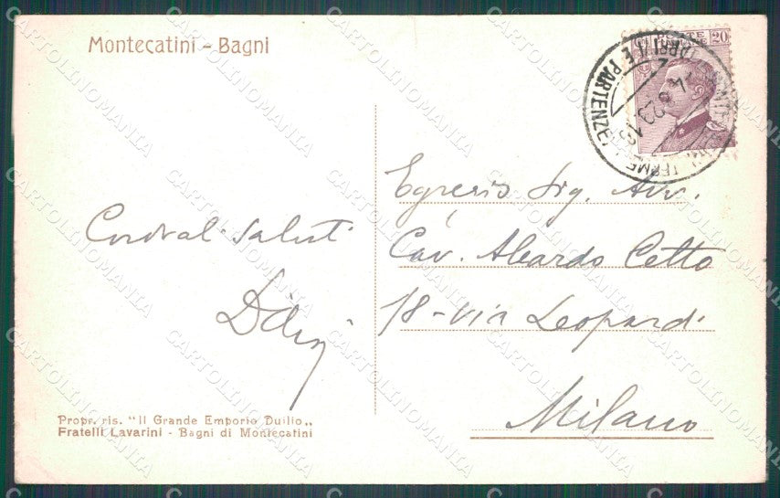 Pistoia Montecatini Stabilimento Tamerici PIEGHINE cartolina WX1869 – retro