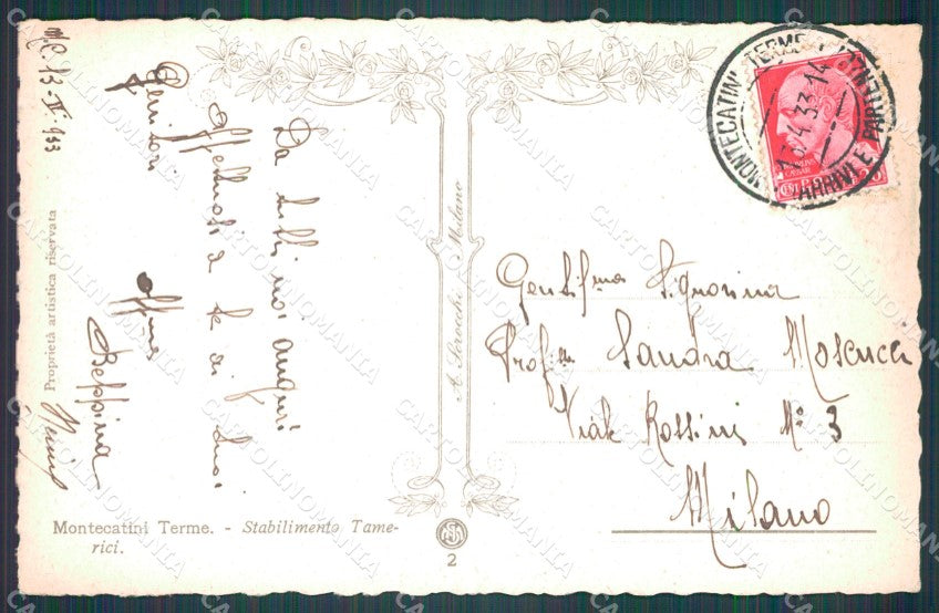 Pistoia Montecatini Stabilimento Tamerici cartolina WX1875 – retro