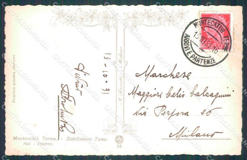 Pistoia Montecatini Stabilimento Tamerici PIEGHINA cartolina WX1876 – retro