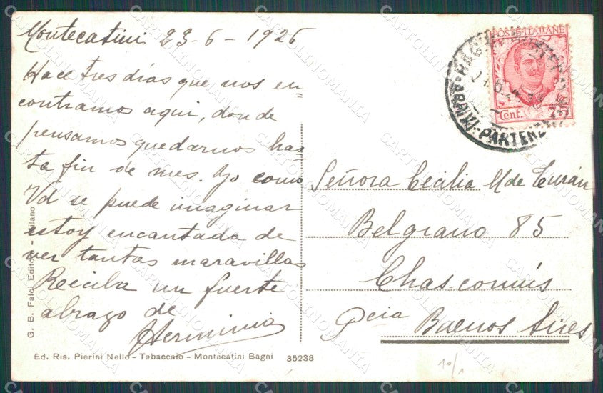 Pistoia Montecatini Stabilimento Tettuccio Concerto Musicale cartolina WX1885 – retro