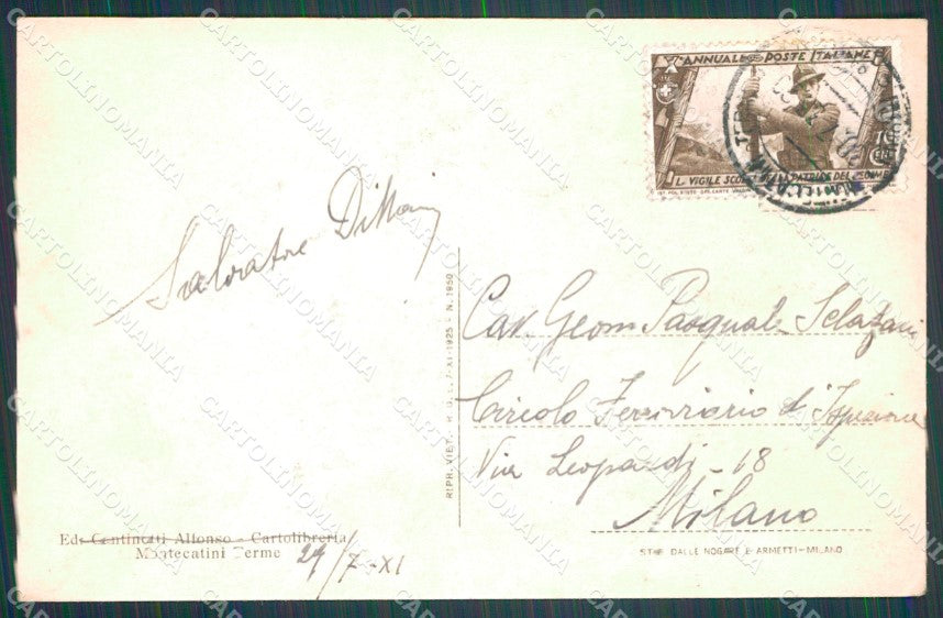 Pistoia Montecatini Stabilimento Tettuccio cartolina WX1892 – retro