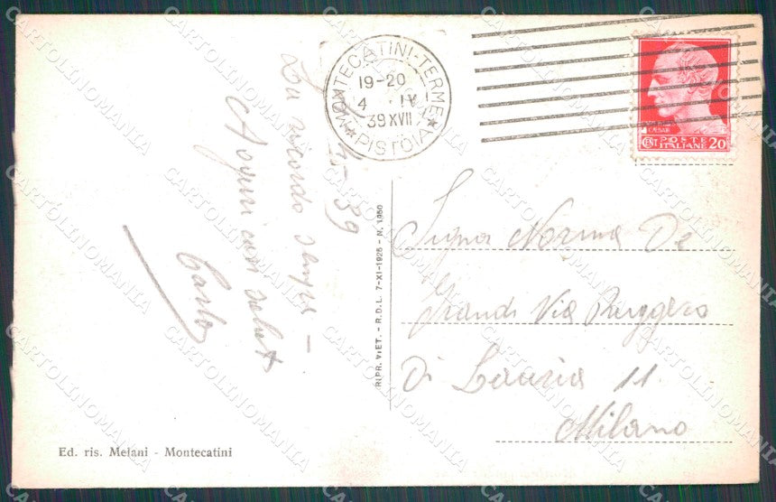 Pistoia Montecatini Stabilimento Tettuccio Sorgente cartolina WX1895 – retro
