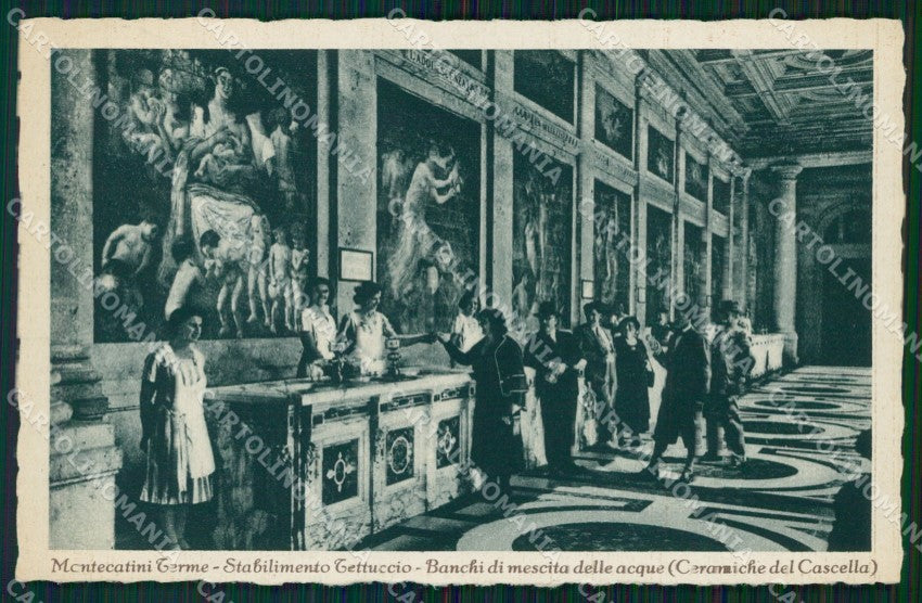 Pistoia Montecatini Tettuccio Banchi di Mescita PIEGA cartolina WX1900 – fronte