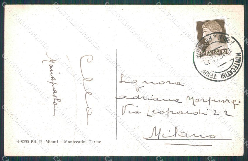 Pistoia Montecatini Stabilimento Tettuccio Calendario Floreale cartolina WX1914 – retro