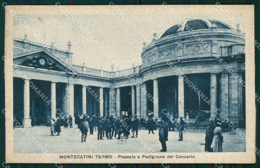 Pistoia Montecatini Tettuccio Padiglione Concerto PIEGA cartolina WX1916 – fronte