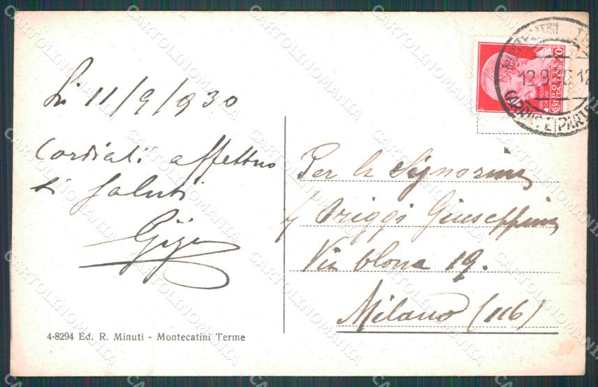Pistoia Montecatini Tettuccio Padiglione Concerto PIEGA cartolina WX1916 – retro
