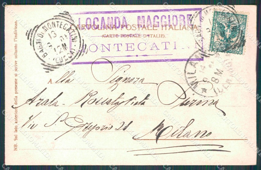 Pistoia Montecatini Stabilimento La Torretta cartolina WX1927 – retro