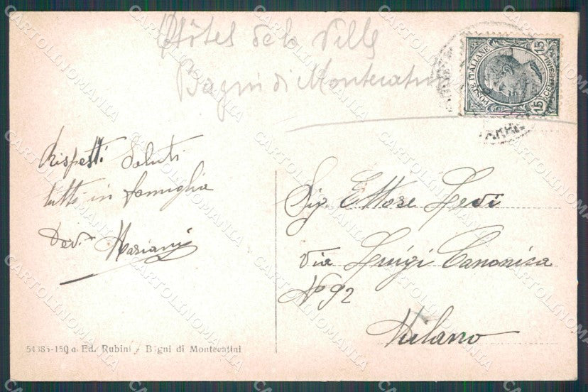 Pistoia Montecatini Locanda Maggiore cartolina WX1938 – retro