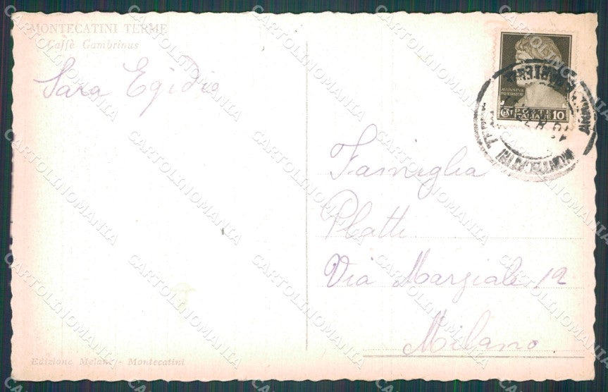 Pistoia Montecatini Caffè Gambrinus cartolina WX1945 – retro