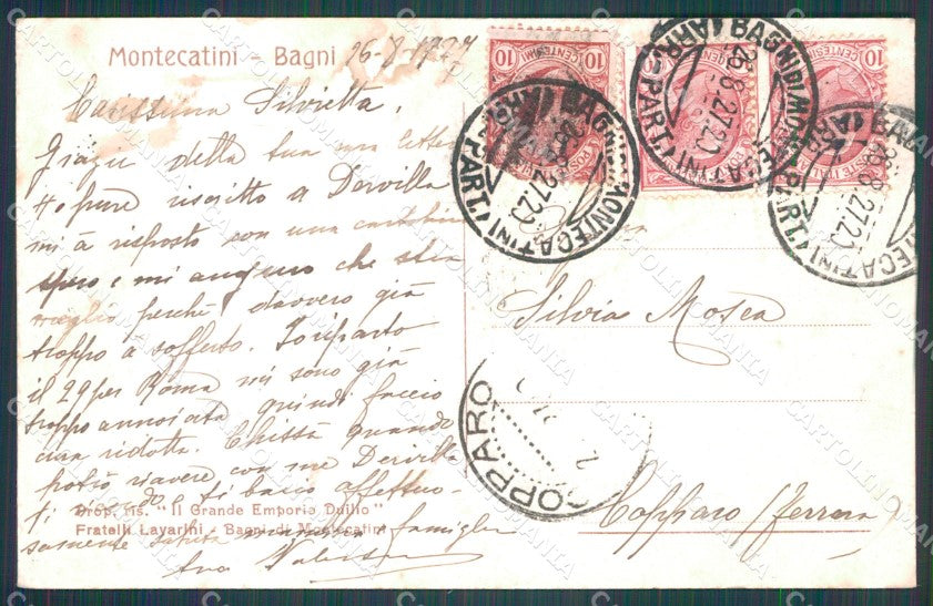 Pistoia Montecatini Locanda Maggiore Carrozze cartolina WX1953 – retro