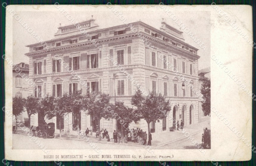 Pistoia Montecatini Grand Hotel Terminus PIEGA cartolina WX1955 – fronte