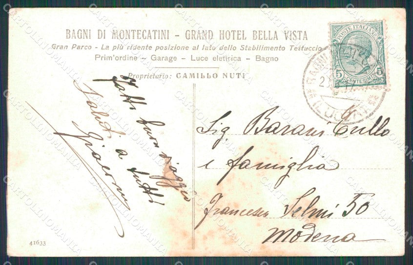 Pistoia Montecatini Hotel Bellavista cartolina WX1962 – retro