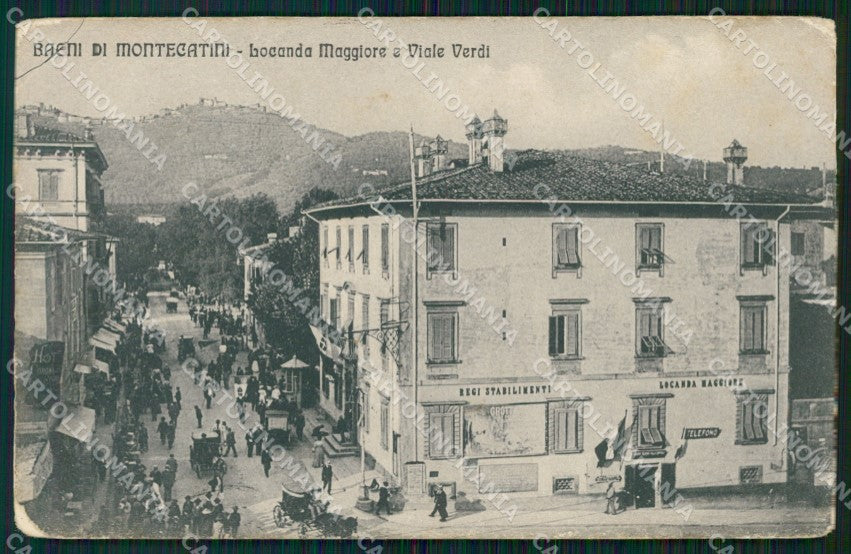 Pistoia Montecatini Locanda Maggiore Carrozze PIEGA cartolina WX1966 – fronte