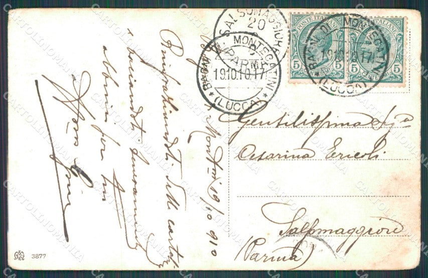 Pistoia Montecatini Locanda Maggiore Carrozze PIEGA cartolina WX1966 – retro