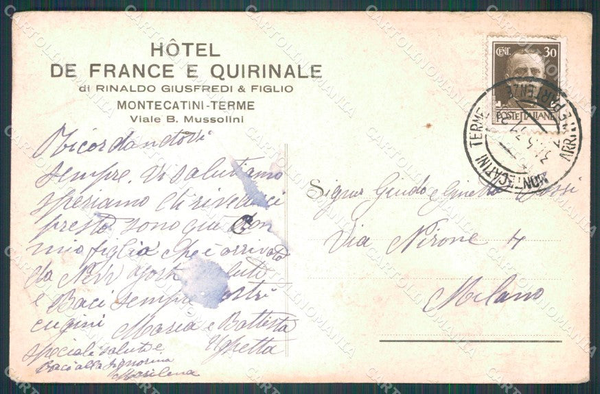 Pistoia Montecatini PIEGA STRAPPINO cartolina WX1971 – retro