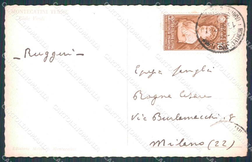 Pistoia Montecatini Viale Verdi cartolina WX2002 – retro