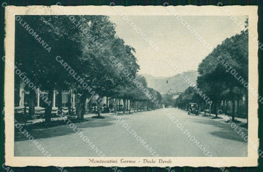 Pistoia Montecatini Viale Verdi Auto PIEGHINA cartolina WX2008 – fronte