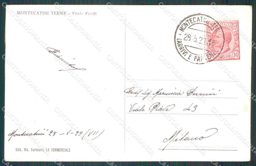 Pistoia Montecatini Viale Verdi PIEGHE cartolina WX2011 – retro