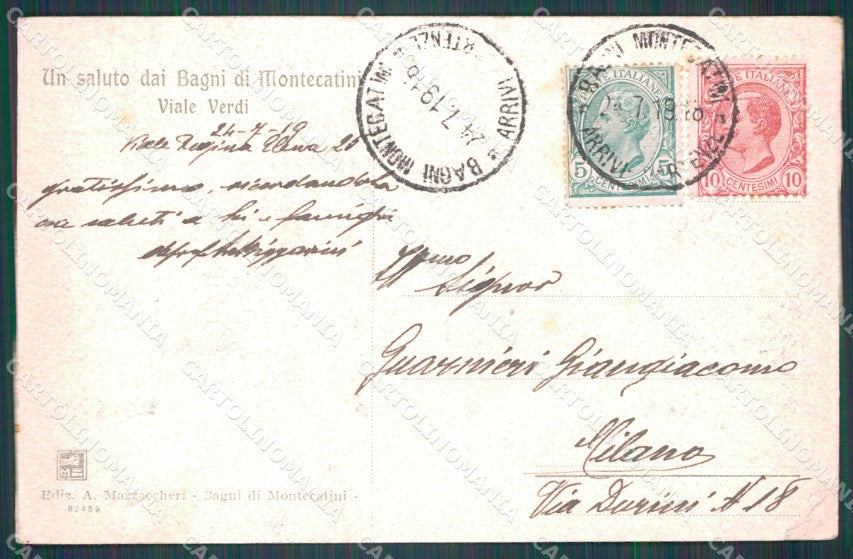 Pistoia Montecatini Viale Verdi Carrozza PIEGHINA cartolina WX2016 – retro