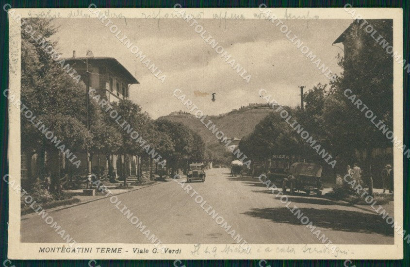 Pistoia Montecatini Viale Verdi PIEGA cartolina WX2020 – fronte