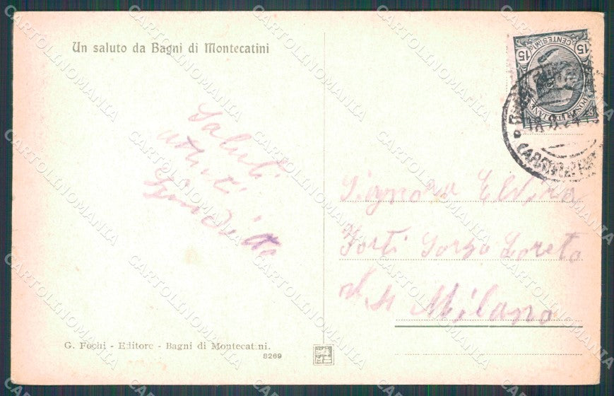 Pistoia Montecatini Corso Roma Grand Hotel La Pace STRAPPINO cartolina WX2026 – retro