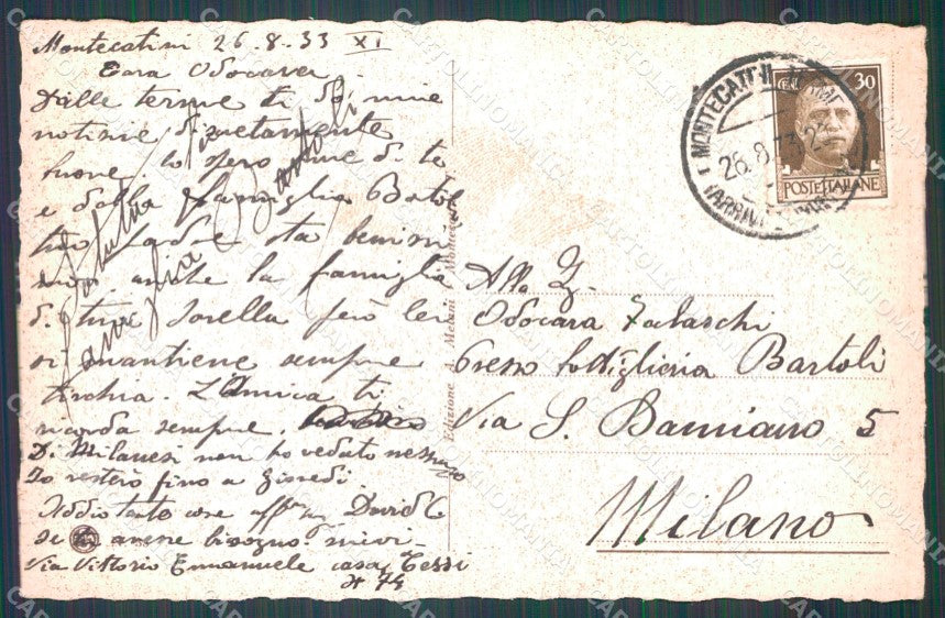 Pistoia Montecatini Palazzo Comunale cartolina WX2035 – retro