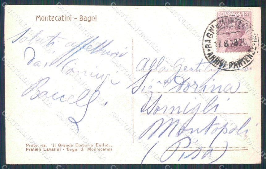 Pistoia Montecatini Palazzo Municipale cartolina WX2038 – retro