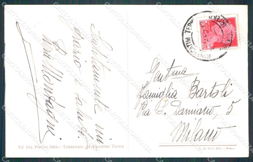 Pistoia Montecatini Stabilimento Tettuccio Auto cartolina WX2055 – retro