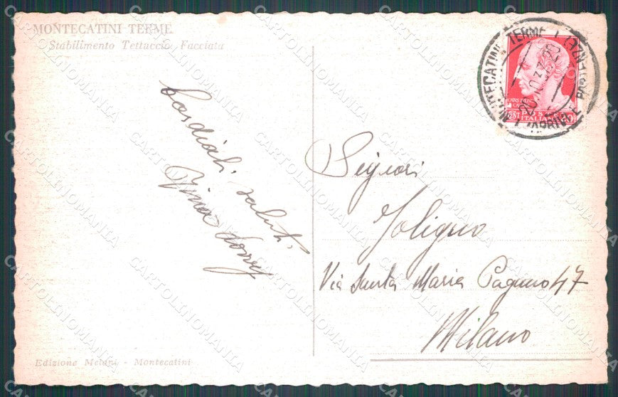 Pistoia Montecatini Stabilimento Tettuccio cartolina WX2060 – retro