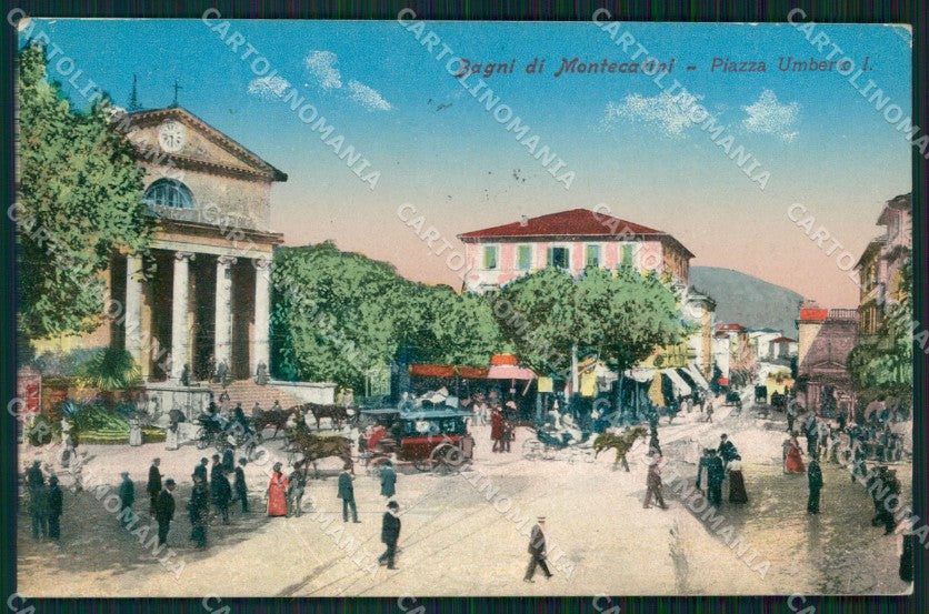 Pistoia Montecatini Piazza Umberto I Carrozza cartolina WX2068 – fronte