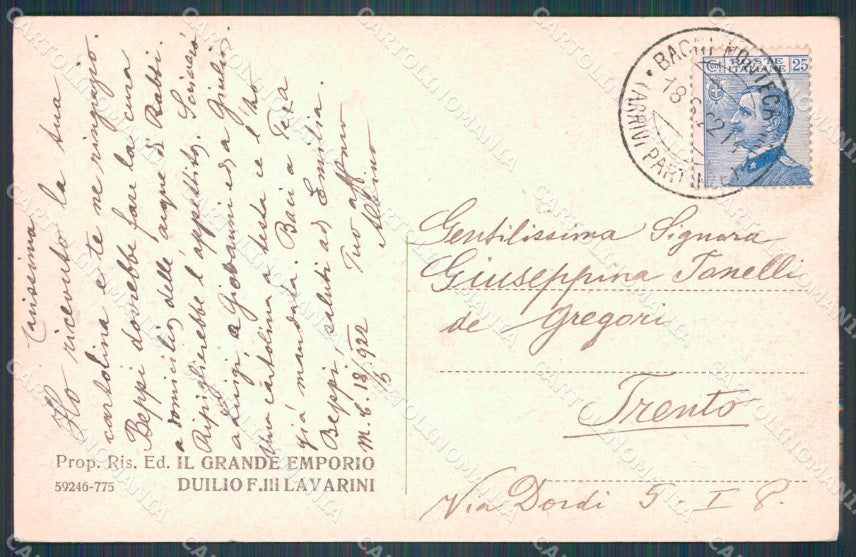 Pistoia Montecatini Stabilimento Torretta cartolina WX2075 – retro
