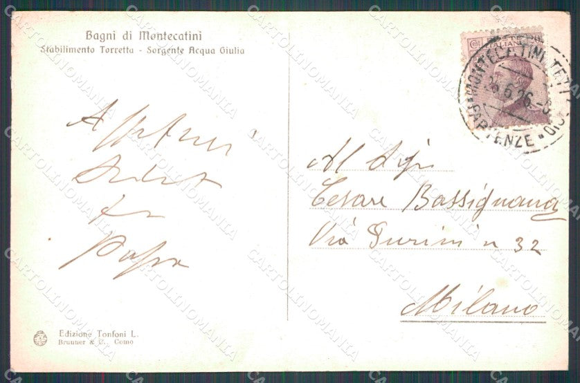 Pistoia Montecatini Stabilimento Torretta cartolina WX2096 – retro