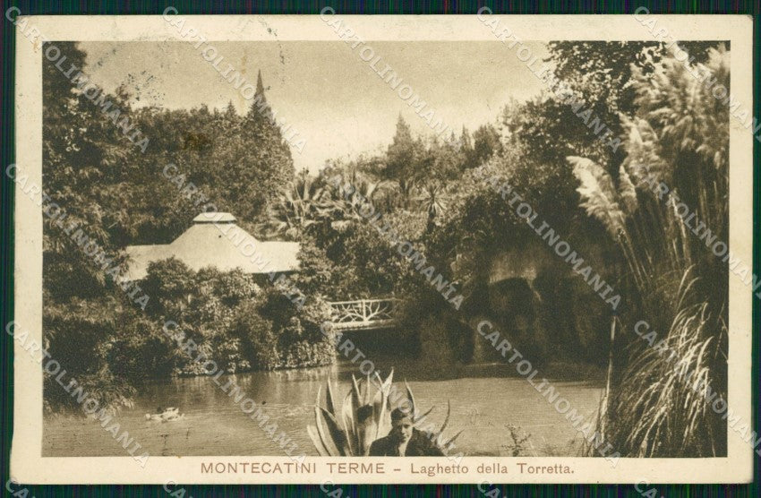 Pistoia Montecatini Stabilimento Torretta Laghetto PIEGHE cartolina WX2116 – fronte