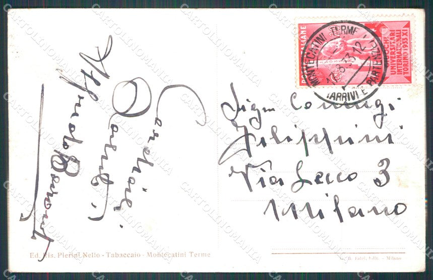 Pistoia Montecatini Stabilimento Torretta Laghetto PIEGHE cartolina WX2116 – retro