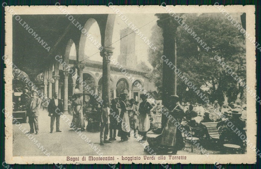 Pistoia Montecatini Stabilimento Torretta Loggiato PIEGA cartolina WX2118 – fronte