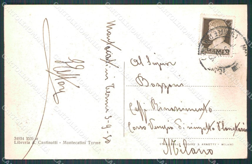 Pistoia Montecatini Stabilimento Torretta cartolina WX2123 – retro