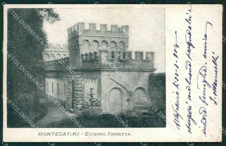 Pistoia Montecatini Stabilimento Torretta Esterno PIEGHINA cartolina WX2128 – fronte