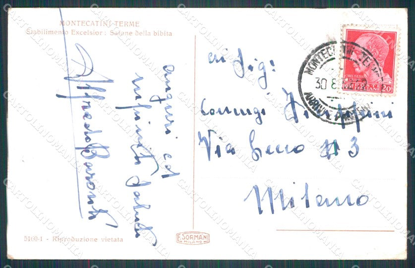 Pistoia Montecatini Stabilimento Excelsior PIEGHINA cartolina WX2132 – retro
