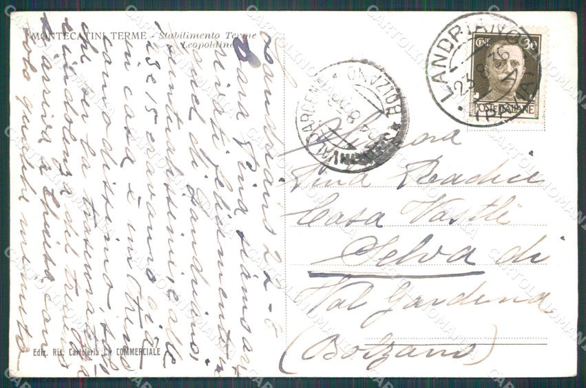 Pistoia Montecatini Stabilimento Terme Leopoldine cartolina WX2150 – retro