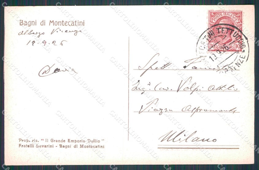 Pistoia Montecatini Parco Regio cartolina WX2177 – retro