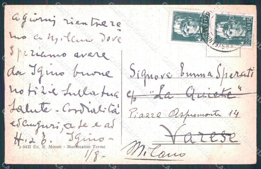 Pistoia Montecatini Valdinievole PIEGHINA cartolina WX2193 – retro