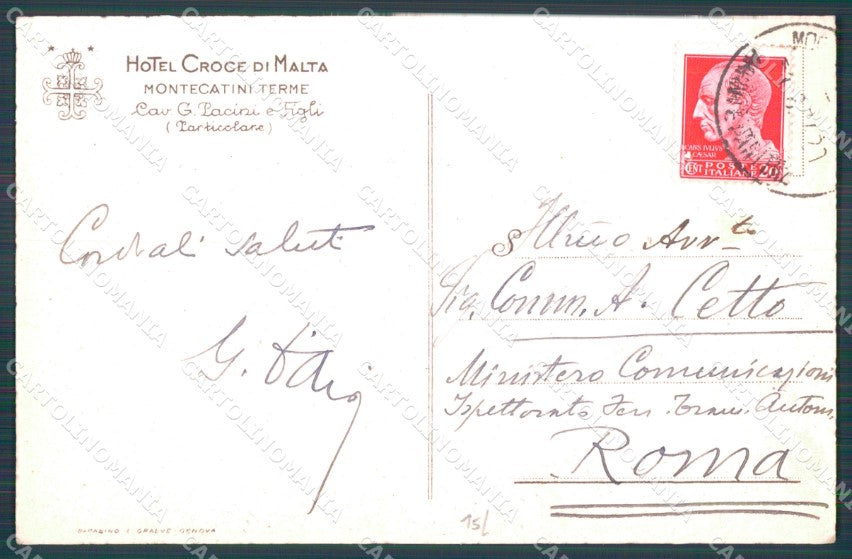 Pistoia Montecatini Hotel Croce di Malta cartolina WX2268 – retro
