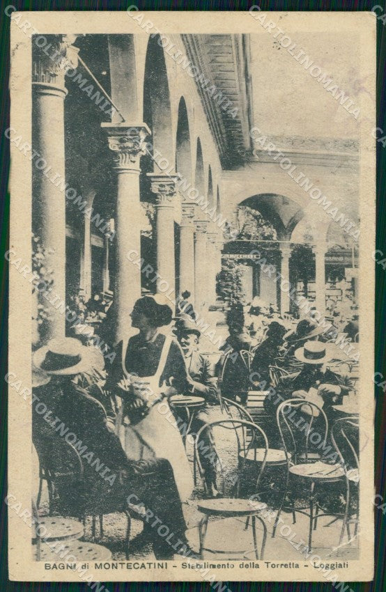 Pistoia Montecatini Stabilimento Torretta PIEGA TRACCE UMIDO cartolina WX2282 – fronte