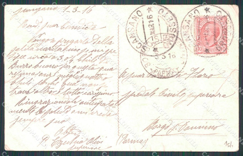 Pistoia Montecatini Ospizio Francescano PIEGHE cartolina WX2300 – retro