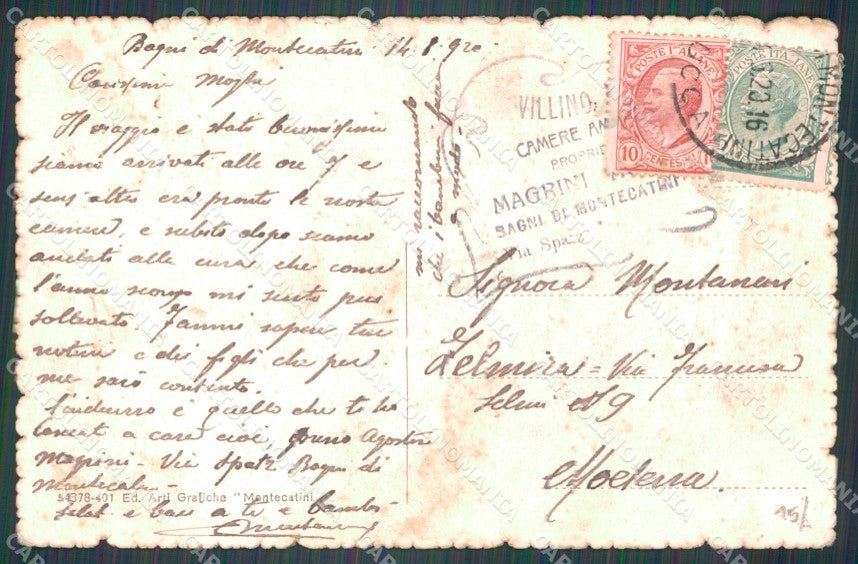 Pistoia Montecatini Stabilimento Tettuccio PIEGHE MACCHIE cartolina WX2301 – retro