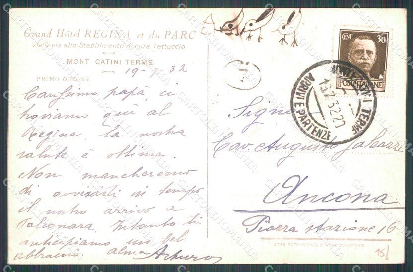 Pistoia Montecatini Grand Hotel Regina du Parc cartolina WX2310 – retro