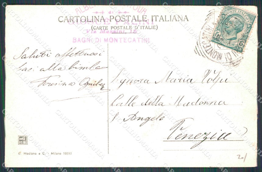 Pistoia Montecatini Stabilimento Torretta cartolina WX2327 – retro