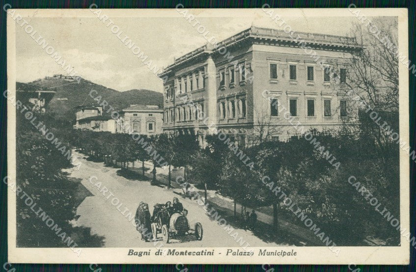 Pistoia Montecatini Palazzo Municipale Auto PIEGHINE ABRASA cartolina WX2340 – fronte